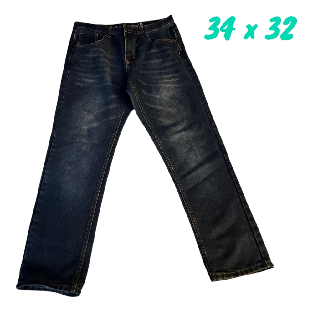 Beverly Hills Polo Club Mens 34x32 Jeans Denim Straight Leg Dark Wash Western